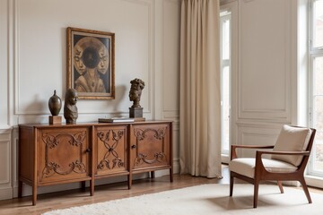 living room interior with artistic decor
