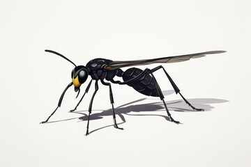 Poster - Angry cartoon wasp on white background  a minimalist illustration of nature s fierce insect