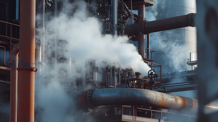 Aufkleber - Industrial Pipes and Steam Emission in Factory