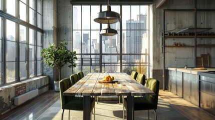 Sticker - Dining Room with City View in a Loft Apartment