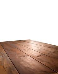 Empty wooden table, isolated white background