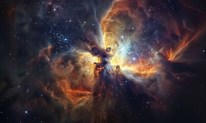 Wall Mural - colorful nebula in deep space, 4k hyperrealistic photo