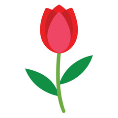 Poster - Color Tulip Flower Line Art Silhouette.
