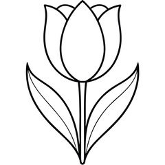 Poster - Color Tulip Flower Line Art Silhouette.
