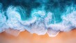 © Vesna - aerial view of turquoise ocean waves crashing and splashing against the shore creating an abstract natural background rich in texture and color evoking a sense of tranquility