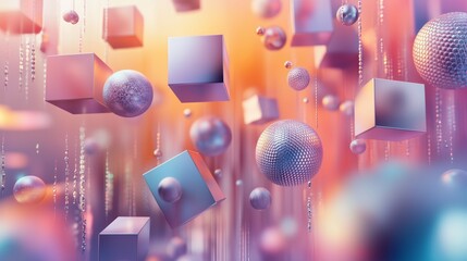 Poster - Colorful abstract shapes floating in a dreamy atmosphere with vibrant lighting and blurred background