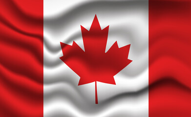 Wall Mural - Waving Canadian Flag 3D Illustration. The National Flag of Canada.