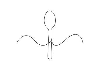 Wall Mural - Spoon one continuous line drawing vector illustration