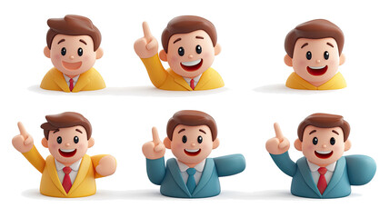 Aufkleber - kawaii smiling men cartoon characters on white background generative ai
