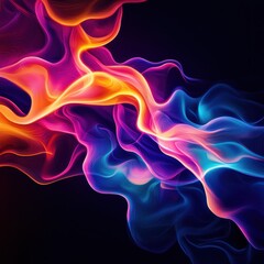 Poster - Colorful abstract waves of smoke creating dynamic visual movement.