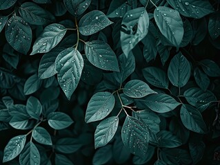 Closeup of dark green leaves nature beauty background