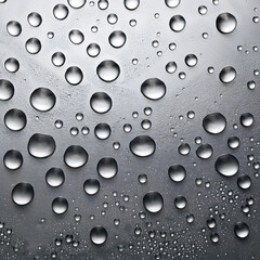 Water drops texture overlay background. Spray, liquid droplets on gray surface, isolated white background