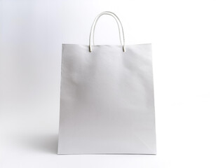 white paper bag shopping bag mockup, isolated white background