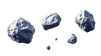 Poster - Asteroid Boulders Floating in Space on White Background Generative AI