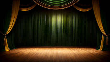 Sticker - stage with green curtains	