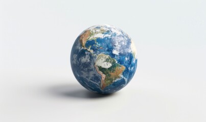 Globe on white background, 4K hyperrealistic photo