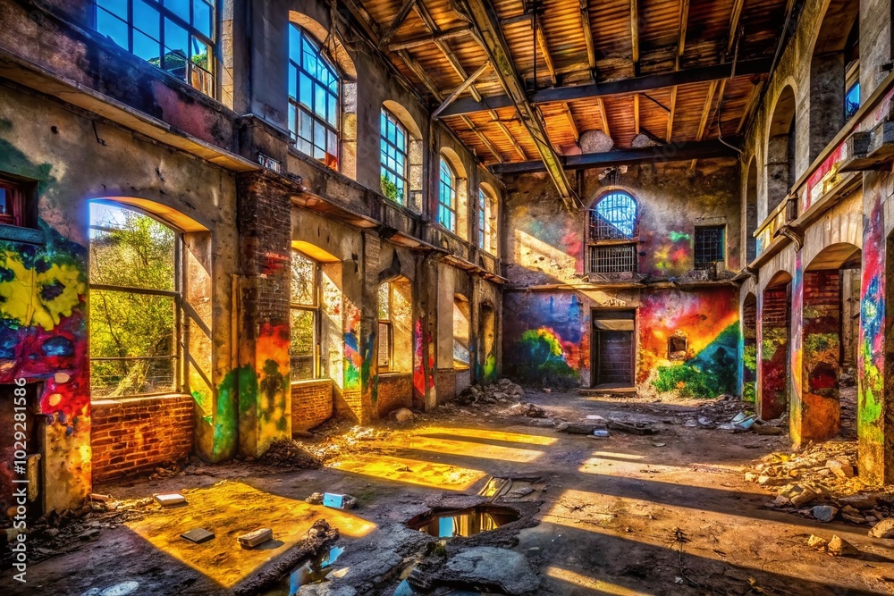 Urban exploration photography reimagined with vibrant hues and textures ...