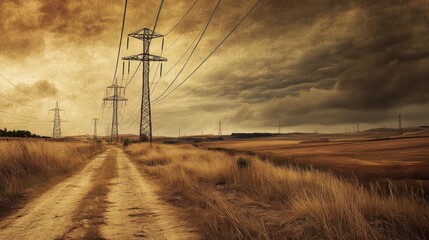 Spanish power line Zaragoza.