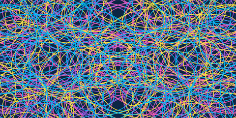 Colored tangled pattern. Abstract chaotic texture. Background with lines and waves. Art creation