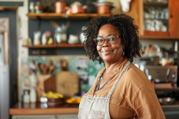 Wall Mural - Portrait of a confident African American woman small business owner