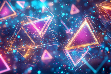 Fototapete - Vibrant Neon Polygonal Shapes with Glowing Texture