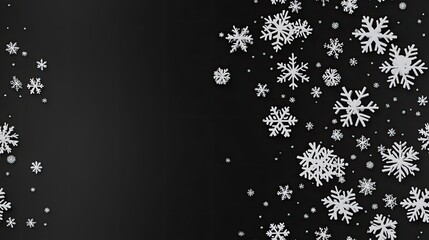 Poster - The design features an array of 3D embossed clay snowflakes arranged seamlessly on a dark gray background, highlighting their intricate patterns and textures SEAMLESS PATTERN