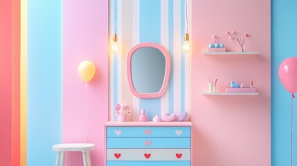 Poster - Pink & Blue Room Decor.