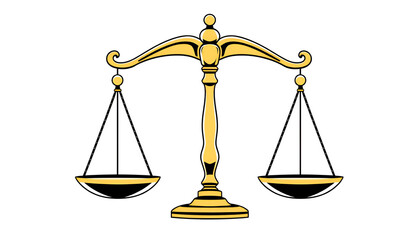 Vector icons scales of justice. Set symbols editable stroke. Line and silhouette icons. A sign of justice, fair trial and law. Equal rights for all sides. Stock illustration on a white background