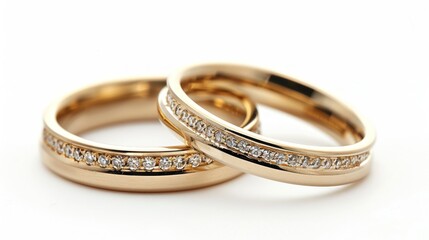 Two Gold Wedding Bands with Diamond Accents