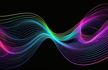 Canvas Print - Flowing glowing fluorescent light waves