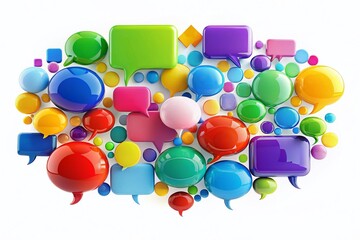 Poster - Vibrant speech bubbles symbolize dynamic conversations, captured in panoramic photography. This artwork beautifully illustrates the essence of
