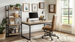 © Lale - Modern Home Office Desk with Leather Chair and White Brick Wall