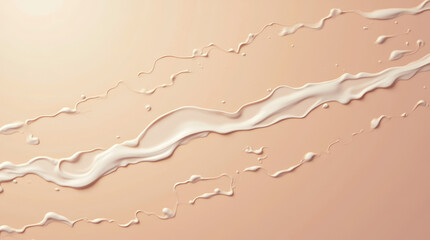 Poster - A smooth, flowing line of creamy material gently curves across a soft peach background, creating an artistic visual that draws the eye