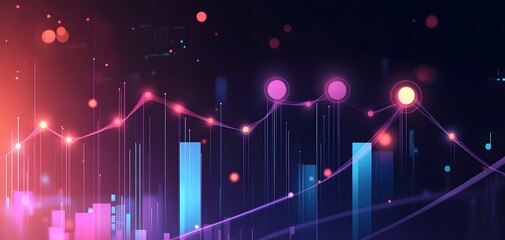 Fototapete - Abstract data visualization with vibrant colors and dynamic lines representing trends and insights in a digital environment.