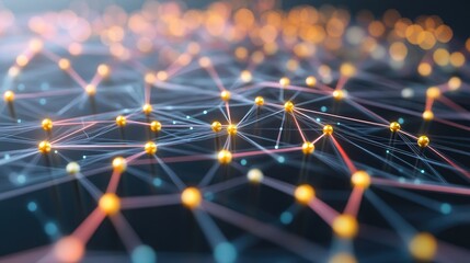 Poster - Geometric network nodes and lines, illustrating the interconnected world of modern digital infrastructure.