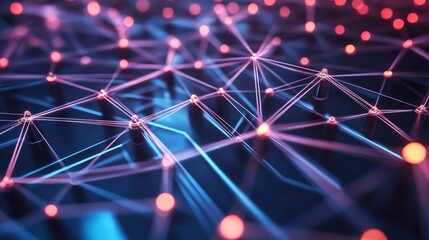 Poster - Geometric network nodes and lines, illustrating the interconnected world of modern digital infrastructure.
