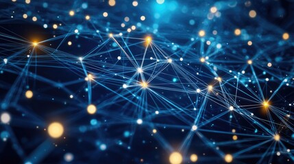 Poster - Geometric network nodes and lines, illustrating the interconnected world of modern digital infrastructure.