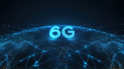 Poster - Global connectivity theme with satellite signals forming the 6G symbol