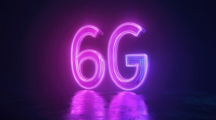 Poster - Glowing neon lights forming the 6G emblem against a dark background