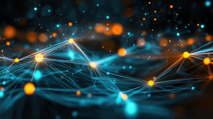 Poster - Glowing nodes linked by dynamic lines, symbolizing the rapid advancement of digital connectivity.