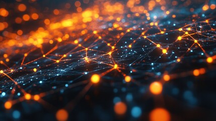 Poster - Glowing nodes linked by dynamic lines, symbolizing the rapid advancement of digital connectivity.