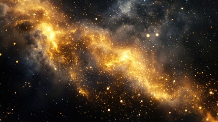 Poster - Golden particles drifting through a dark space backdrop, evoking the beauty of distant galaxies