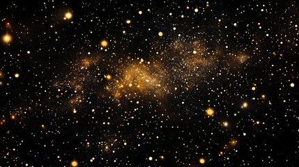 Poster - Golden sparkles floating in the blackness of space, adding a touch of elegance and wonder to the cosmos