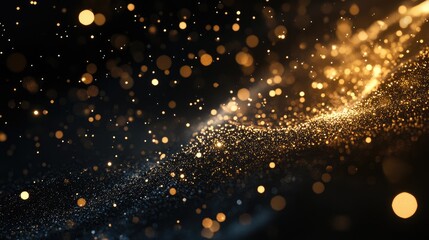 Poster - Golden sparkles floating in the blackness of space, adding a touch of elegance and wonder to the cosmos
