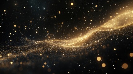 Poster - Golden sparkles floating in the blackness of space, adding a touch of elegance and wonder to the cosmos