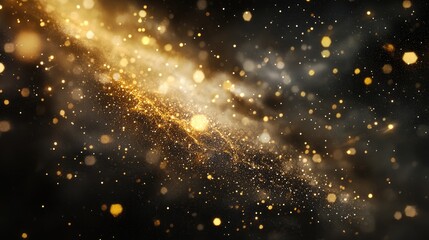 Poster - Golden sparkles floating in the blackness of space, adding a touch of elegance and wonder to the cosmos