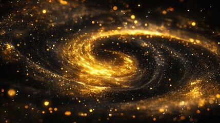 Poster - Golden sparkles swirling through a black cosmic expanse, evoking a sense of mystery and wonder