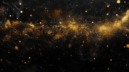 Poster - Golden stardust floating through the black expanse, creating a mesmerizing and magical celestial effect