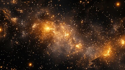 Poster - Golden stars twinkling amidst a deep black void, enhancing the mystery and allure of outer space