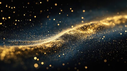 Poster - Magical golden glitters drifting through the dark expanse, creating a mesmerizing celestial effect